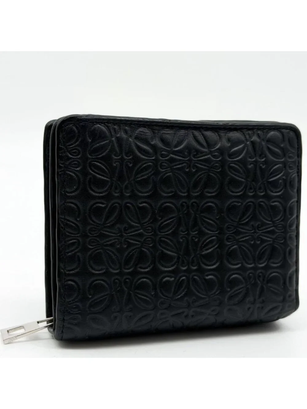 Loewe Repeat Anagram Bifold Black Compact Zip Mini Wallet